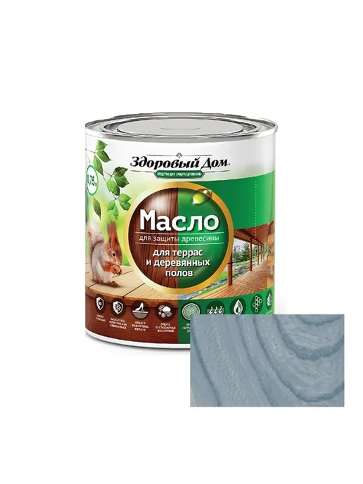 Масло для террас и деревянных полов, серо-голубое, 0.75 л