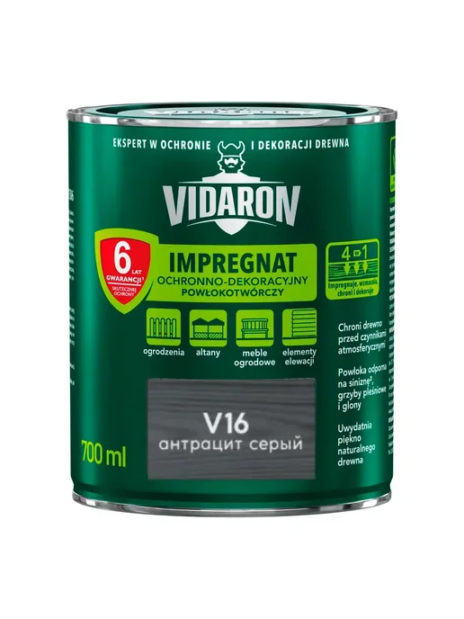 Пропитка для дерева Видарон V16 серый антрацит 0,7 л.