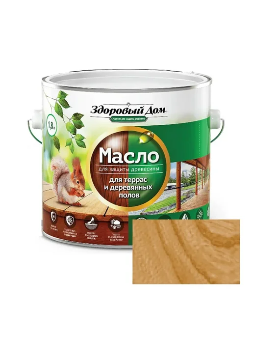 Масло для дерева террас и полов, орех, 1,8 л