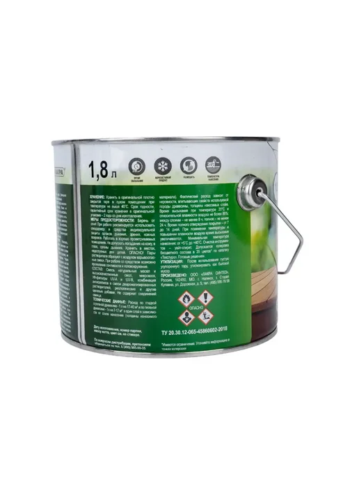 Масло для дерева террас и полов, белый, 1,8 л